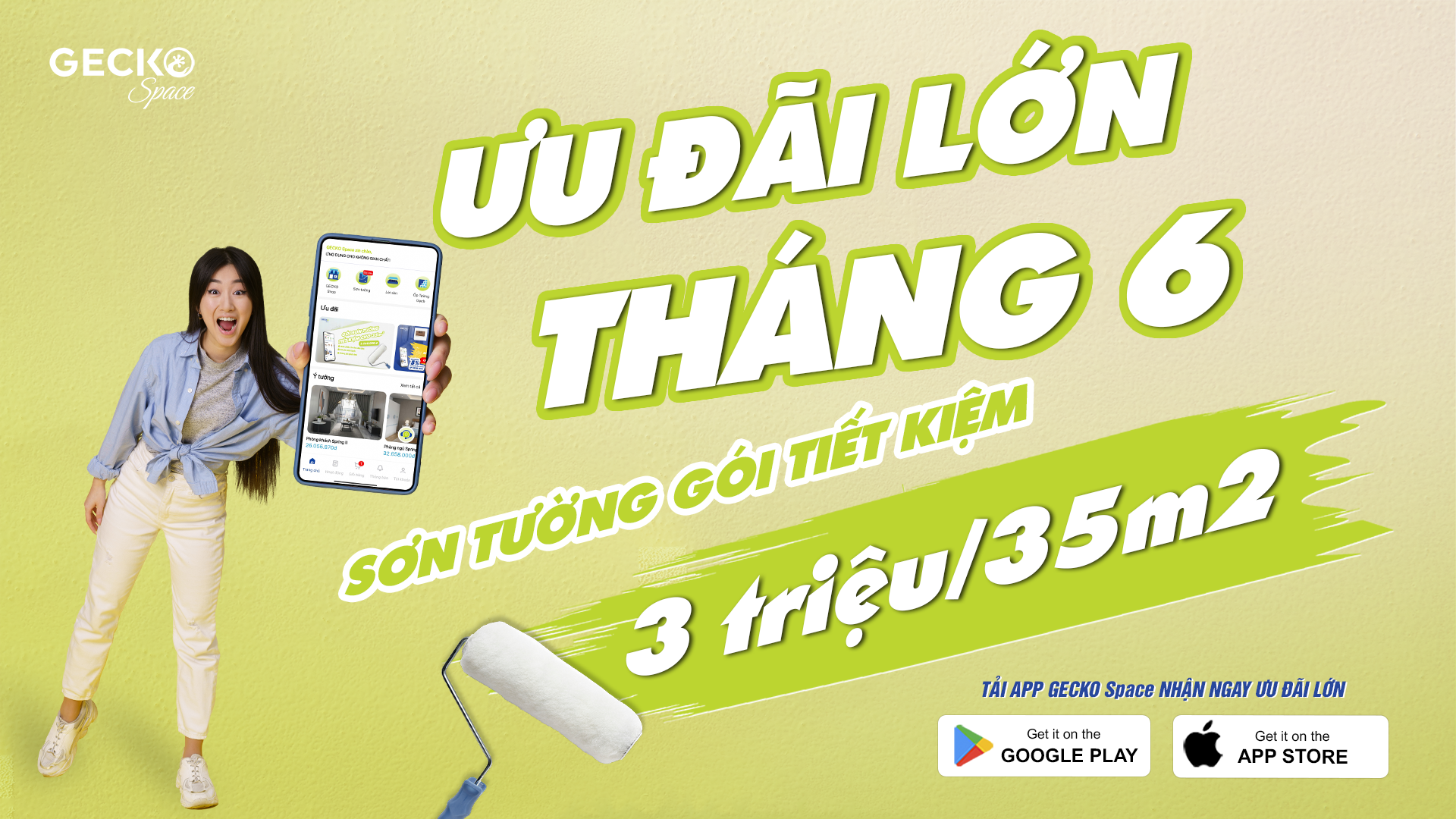 giảm giá sơn tường chỉ từ 3 triệu/ 35m2